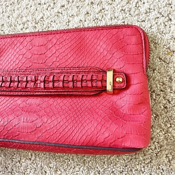 Sam and Libby Cherry Red Faux Leather Clutch Snakeskin Tassel Strap Holiday - Picture 8 of 13